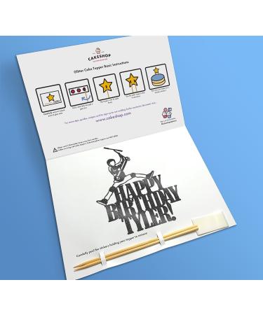 Cakeshop Cake Decoration Pack | Scooter Birthday Theme Premium Double Sided Glitter Card Cake Topper Sign & 25g Party Pack of Cake Sugar Sprinkles | Custom Name Cake Decorations (Black) Prime Glitter Card: Black - Buy Online on SooperMarket.com