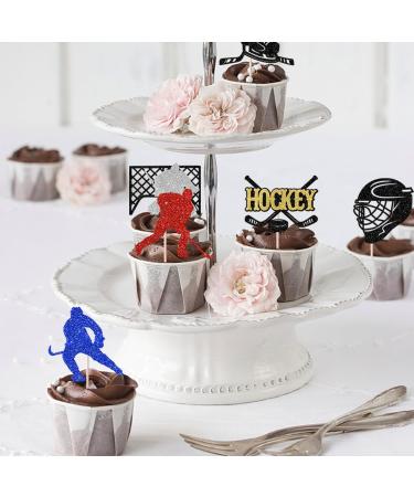 Rsstarxi 24 Pack Hockey Theme Birthday Cupcake Toppers Glitter Ice Hockey Players Cupcake Picks for Ice Hockey Sports Theme Baby Shower Kids Birthday Party Cake Decorations Design 1 Multicolor - Buy Online on SooperMarket.com