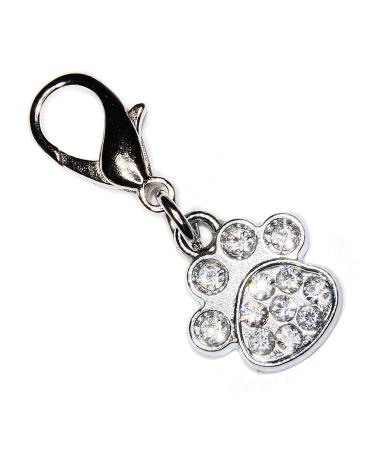 SKS Crystal Diamante Clip On Paw Charm Clear