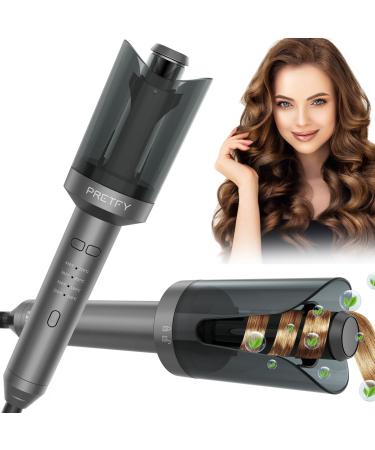 Pretfy Automatic Curling Iron Auto Hair Curler with 1 inch Ceramic Ionic Barre 4 Gears Heating Temperatures & LCD Display Auto Shut-Off and Anti-Scald Fast Heating for Hair Styling Auto curling iron