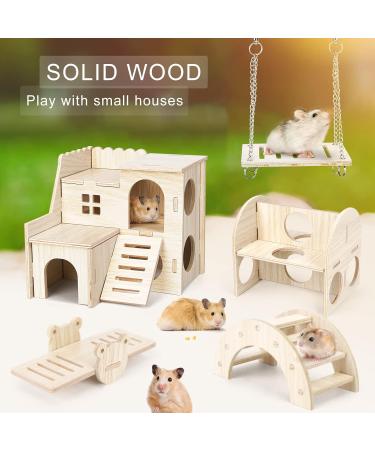 6-Piece Wooden Hamster Toy Set | Safe & Fun Hiding Houses for Hamsters Chinchillas Guinea Pigs & Rabbits - Buy Online on SooperMarket.com