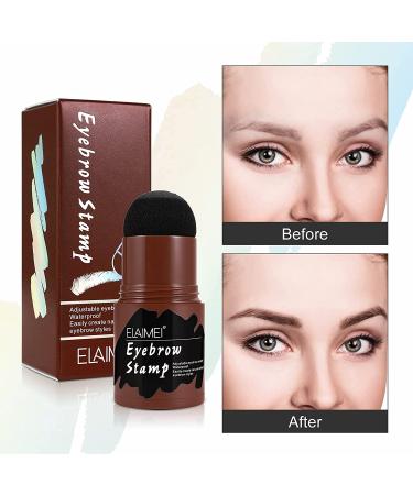 Waterproof Eyebrow Stamp Stencil Kit with 10 Reusable Stencils and 2 Pencil Brushes - Hairline Shadow Powder Stick Included (Black) - Buy Online on SooperMarket.com