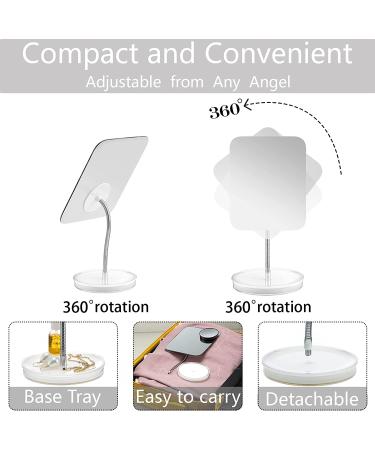 JASEFA 10x Magnification Makeup Mirror with Flexible Gooseneck Stand - White, 360 Rotation, Tabletop Cosmetic Mirror for Shower, Shaving, and Travel - Medium Size - Buy Online on SooperMarket.com
