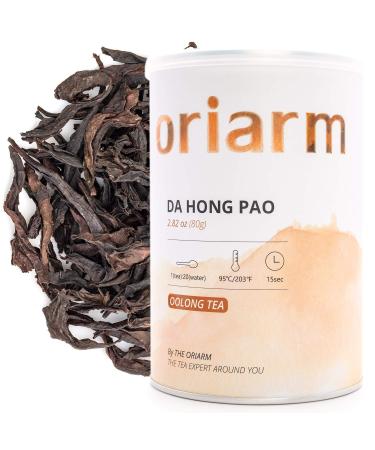 Oriarm Da Hong Pao Oolong Tea Loose Leaf 80g / 2.82oz Tin Can - Fujian Wuyi Rock Tea Dahongpao Big Red Robe - Wulong Chinese Tea Leaves - Detox Relaxing Naturally Grown