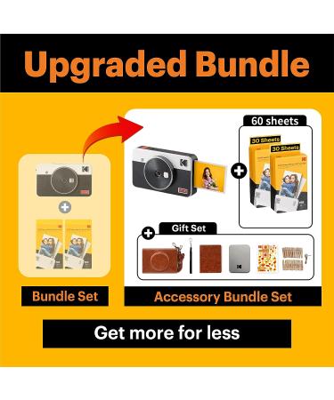 KODAK Mini Shot 2 Retro 4PASS 2-in-1 Instant Camera Printer Bundle - White (68 Sheets + Accessories) - Buy Online on SooperMarket.com