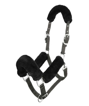 LeMieux Comfort Headcollar for Horses - Soft Fleece Lining - Adjustable & Durable Full Black/Grey
