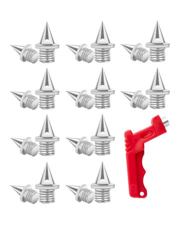 LUTER 20pcs Track Spikes Replacement Nails Spikes with Spike Wrench Stainless Steel Replacement for Sports Shoes Long Jump Athletics Sprint Silver
