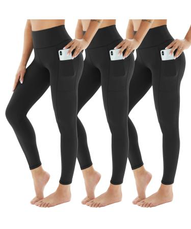 Amiyoyo sport leggings women with bag high waist leggings opaque sports pants belly path sports leggins long stretchy pants yoga for gym fitness 3 Pack 42-48 a-black*3