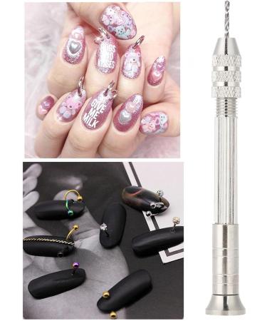 BORDSTRACT Manual Nail Art Punch Tool with 2 Drill Bits Nail Manicure Hand Dril for DIY Nail Piercing and Manicure Projects - Buy Online on SooperMarket.com