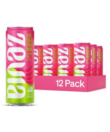 Zevia Zero Sugar Strawberry Kiwi Energy Drink 355 mL Cans (Pack of 12)