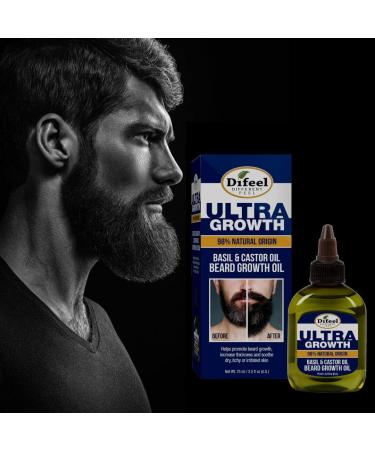 Difeel Men's Ultra Growth Basil and Castor Beard Oil 2.5 oz. - Natural Hair Growth Solution - Buy Online on SooperMarket.com