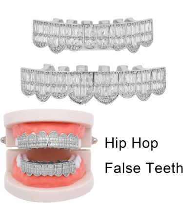Dentures Gold Plated Brass Hip Hop Denture Set Tooth Decorative Bracket for Festivals(silver) - Buy Online on SooperMarket.com