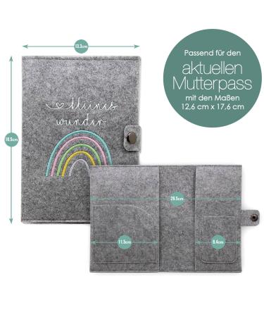 Personalized Rainbow Pastel Motherpass Cover | Felt Made in Germany | Insured Card & Ultrasound Pockets | Unique Gift for Expecting Moms - Buy Online on SooperMarket.com