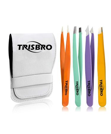 Tweezers Set - Stainless Steel Tweezers for Ingrown Hair Professional Eyebrow Tweezers Set of 4 for Women - Facial Hair and Splinter Blackhead Removal - Tweezers Kit for Daily Beauty Routine.(Multi)