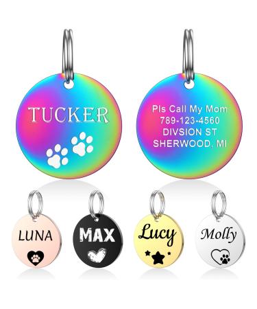 Yehanti dog brand with engraving - dog brand personalized with name telephone number and address stainless steel name tag for collar trailer brand for dogs cats and puppies (round)