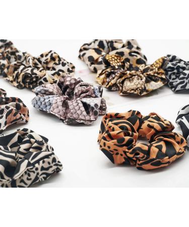 11pcs Cheetah Print Hair Scrunchies Pack for Women and Girls - Leopard Chiffon Scrunchie Holder with Elastic Hair Ties - Trendy Animal Print Hair Accessories - Buy Online on SooperMarket.com