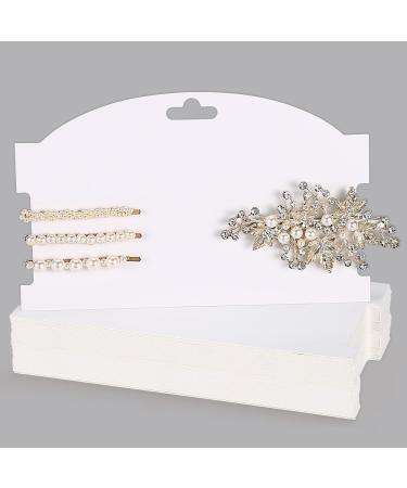 Noverlife 50PCS Hair Clip Display Cards Headband & Hair Bow Packaging Cards Hair Barrettes Jewelry Display Cardboard White Hair Claw Holder Card for Hair Accessories Organizing 7.68x4.72inch