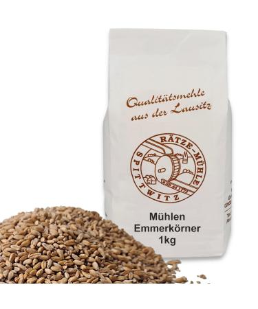 Mills Emmer grains 1000g whole grain cleaned fresh from the R tze mill in the best quality Emmer kernels 1 kg 1 kg (1 pack)