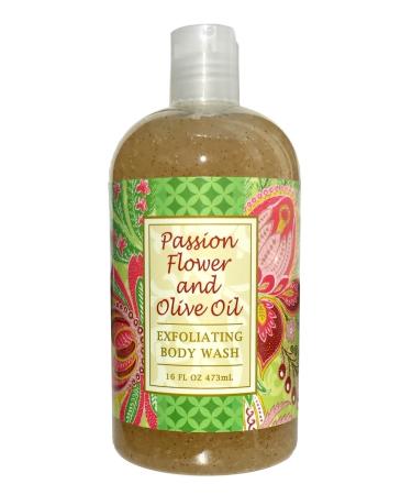 Greenwich Bay PASSION FLOWER OLIVE OIL Exfoliating Body Wash Enriched with Shea Butter Blended with Loofah and Apricot Seed 16 oz