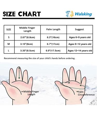 WALSKING Kids Winter Gloves - Waterproof Insulated Ski Gloves for Boys Girls Youth - Black Medium (9-12 years) - Buy Online on SooperMarket.com
