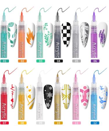 12PCS/Set Nail Art Pens 12 Colors Nail Polish Pens Quick Dry Nail Art Paint Smooth Graffiti Dotting Pen Waterproof Drawing Painting Nail Polish Design Pens - Buy Online on SooperMarket.com