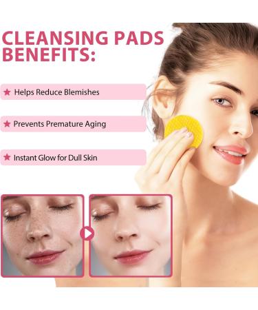 Turmeric Cleansing Pads - Gentle Skincare Daily Exfoliation & Compressed Facial Sponges (40pcs) - Turmeric & Kojic Acid - Buy Online on SooperMarket.com