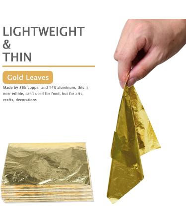 200 Pcs Gold Leaf Sheets for Gilding Art & DIY Projects - 5.5 x 5.5 inches - Ideal for Picture Frames, Home Walls, and Interior Decoration - Buy Online on SooperMarket.com