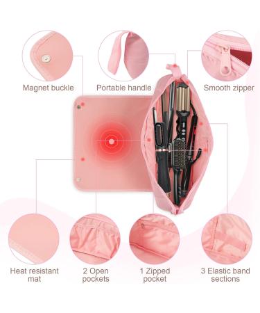 Bestauty 2-in-1 Hair Tools Travel Bag | Heat Resistant Mat for Curling Irons & Straighteners | Pink Storage Solution for Hair Styling Tools - Buy Online on SooperMarket.com