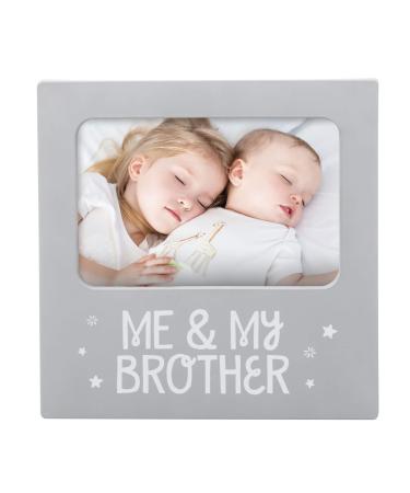 Tiny Ideas Me & My Brother Picture Frame, Nursery Dcor, Gender-Neutral Baby Frame, Perfect Siblings Gift, Baby Keepsake Picture Frame, Gray Me and My Brother Frame