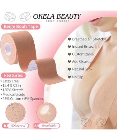 Breathable Boob Tape & Nipple Cover Set | Breast Lift Athletic Tape with Petals - A-E Cup | Disposable Adhesive Bra for Large Breasts - Buy Online on SooperMarket.com