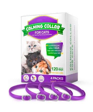 FRDUGA Calming Collar for Cats Cat Calming Collar All New Calming Pheromone Collar for Cats Cat Pheromone Collar Cat Calming Collar for Anxiety Efficient Relieve Anxiety and Stress (4 PCS)