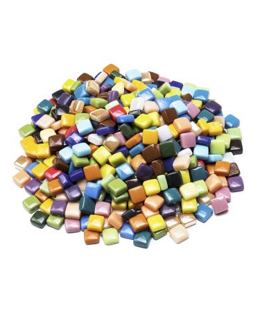 Lanyani Vibrant Glass Mosaic Stone Tiles for Arts and Crafts  Colorful Bulk Opaque Loose Glass Pieces  1/2 inch  2 Pounds Stone Glass