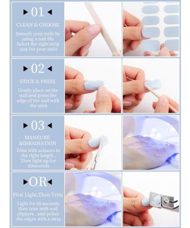 Kalolary 32PCS Cured Gel Nail Polish Strips Adhesive Full Wrap Gel Nail Art Sticker Waterproof Gel Nail Wrap Stickers with Nail File and Stick(UV/LED Lamp Required) (Grey) - Buy Online on SooperMarket.com