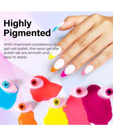 AIMEILI Neon Gel Nail Polish 6 Colours Red Yellow Summer Gel Polish Set UV LED Fluorescent Nail Salon Set Gel Nail Varnish Manicure - Long Lasting & Easy to Apply 10ml - Kit 11 KIT6-11 1.67 ml (Pack of 6) - Buy Online on SooperMarket.com