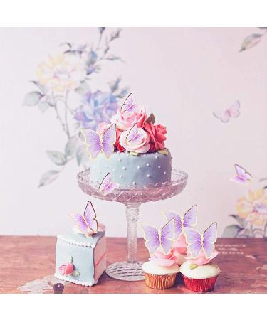 30pcs Purple Gold Edge 3D Butterfly Cupcake Toppers for Girls Women's Party Decor - Buy Online on SooperMarket.com
