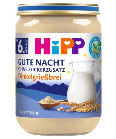 Hipp milk porridge in the glass - good night - without adding sugar spelled semolina porridge 6 Pack (6 x 190 g) H 5531 spelled semolina 190g 190 g (6 Pack)