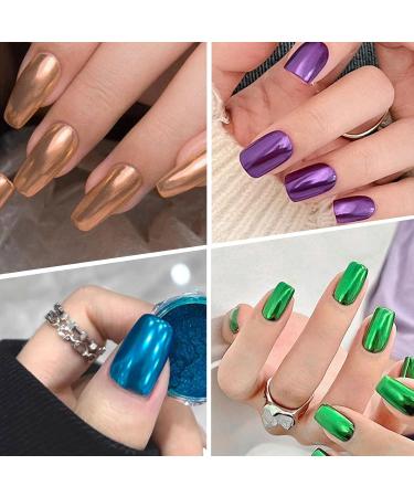 Chrome Nail Powder - 6 Box Colorful Nail Powder - Metallic Nail Art Pigment Powder Set - Mirror Effect Nail Chrome Powders for Nail Art Design Decoration - Buy Online on SooperMarket.com