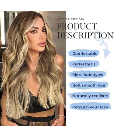 Mabufun Middle Part Curly Synthetic Wig - Ombre Blonde | Heat Resistant Fiber, Natural Look for Daily & Party Wear - Buy Online on SooperMarket.com