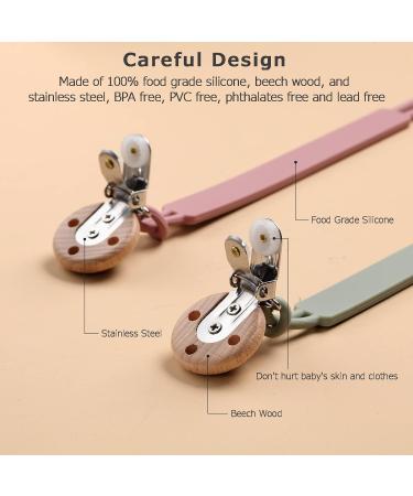 Eoopoon 2 Pack Silicone Pacifier Clips for Baby Boys and Girls - BPA Free, Flexible, Durable - Sand Light Grey - 3 Month+ Teether Toys - Buy Online on SooperMarket.com