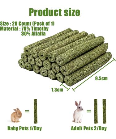 TOKAYIFE Rabbit Chew Toys 210g Rabbit Treats Natural Timothy Hay Sticks Boredom Breakers for Rabbits Chinchillas Guinea Pigs Hamster Hedgehogs (20 pcs) 20 Count(1 pack) - Buy Online on SooperMarket.com