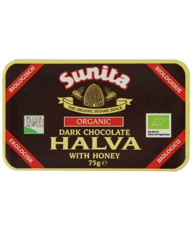 Sunita Organic Honey Halva Sesame Snack with Cocoa - Natural Protein Source - Vegetarian - 75g