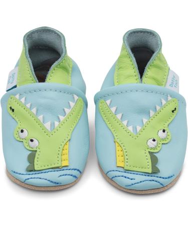 Dotty Fish Soft Leather Baby Shoes for Boys | Non Slip Toddler Shoes with Animal Designs | 0-6 Months - 4-5 Years | Crocodile Design - Buy Online on SooperMarket.com