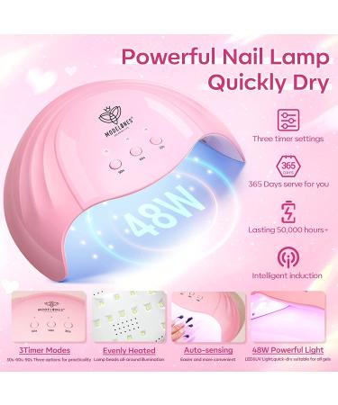 Modelones Poly Nail Gel Kit 8 Colors with 48W LED Nail Lamp - Professional Starter Manicure Kit with Complete Poly Nail Art Tools - Nail Extension Gel Set with Rhinestone, Glitters, Sequins - Perfect Gift for Women - Buy Online on SooperMarket.com