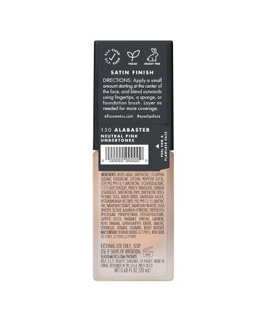 e.l.f. Flawless Finish Foundation  Lightweight & Medium Coverage  Semi-Matte Finish  Alabaster  0.68 Fl Oz (20mL) - Buy Online on SooperMarket.com