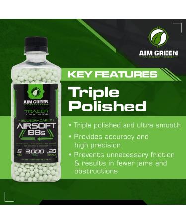 Green Tracer Biodegradable Airsoft BBS - 3000 Glow-in-The-Dark 0.2g BBs - Buy Online on SooperMarket.com