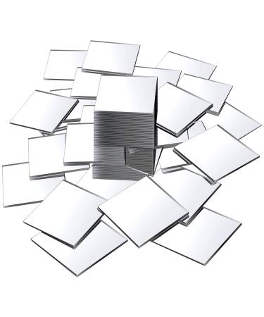 50 Pieces Mini Size Square Mirror Adhesive Small Square Mirror Craft Mirror Tiles for Crafts and DIY Projects Supplies Home Decoration (1 x 1 Inch)