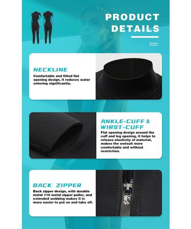 Hevto Women Wetsuit 3/2mm Neoprene Full Suit - Blue, Medium | Stay Warm in Cold Water | Ideal for Surfing, Swimming, Diving, SUP - Buy Online on SooperMarket.com