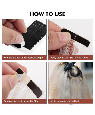 120 Pcs Double Sided Hair Extension Tape Tabs - Black | Replacement Tape for Tape in Hair Extensions - Ideal for Wig Supplies & Hair Salons - Buy Online on SooperMarket.com