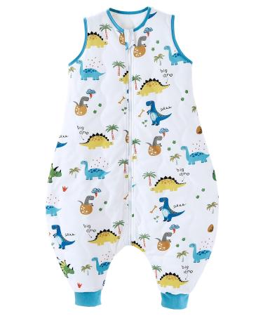 Chilsuessy Toddler Sleeping Bag with Feet (CPC Certification) 2.5 Tog Baby Sleeping Sack with Legs Pyjamas Infant Walking Cotton Wearable Blankets Dinosaur Park 70cm/6-18Months
