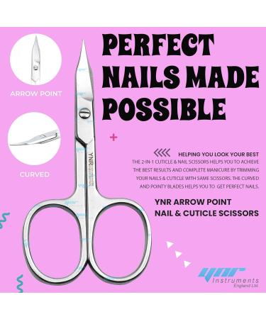 YNR Curved Blade Stainless Steel Cuticle Scissors for Manicure Pedicure - Professional Beauty Grooming Tool for Thick Toenails, Eyebrows, Nose Hair - Men and Women - Buy Online on SooperMarket.com